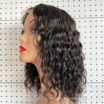 Wholesale short wigs for black women transparent virgin color yaki full hair medium peruvian 360 lace front wigs